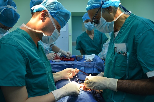 外科醫生Devi正在給唇腭裂患兒做修復手術